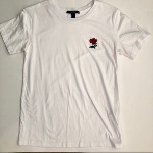 White T-shirt w/ rose